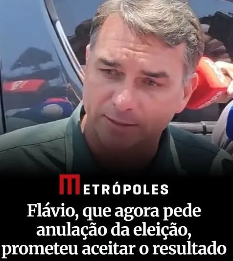 Flávio Bolsonaro afirma que pedirá anulação da eleição após derrota para Lula.